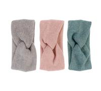 HOMSFOU Lot de 3 Bandeaux D'hiver Larges en Coton Épais, Élastiques et Respirants, Protection Oreilles et Front, Couleurs Vert, Rose Coréen et Gris, Bandeaux Chauds pour Accessoires Hiver