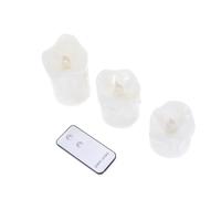 HOMSFOU Lot De 3 Bougies LED Électriques Lacrymogènes sans Flamme, Lumière Vacillante, Télécommandées, Couleurs Blanc Chaud, Décoration Fête Sécurisée sans Piles