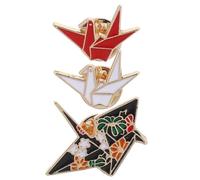 HOMSFOU Lot de 3 Broches Épingles de Sûreté en Alliage, Motif Origami Mille Papier Rouge, Blanc et Noir, Badge Décoratif pour Paquet à Dos et Vêtements, Accessoire Polyvalent pour Fêtes