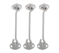 HOMSFOU Lot de 3 Crochets de Fenêtre en Acier Inoxydable Argenté Structure Verrou à Crochet, Résistant la Rouille pour Portes et Portails, Usage Intérieur et Abris
