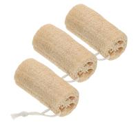 HOMSFOU Lot de 3 Éponges Loofah Naturelles Exfoliantes Corps, Brosse de Bain en Luffa 12,5 Cm Diamètre 6-7 Cm, Exfoliation Douce et Nettoyage Multifonction Cuisine et Salle de Bain
