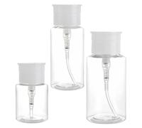 HOMSFOU Lot de 3 Flacons Distributeurs Réutilisables pour Cosmétiques, Bouteilles en Plastique Transparentes 100ml, 150ml, 200ml, Étanches et Portables, pour Voyage et Stockage de Liquide