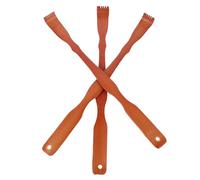 HOMSFOU Lot de 3 Gratte-dos en Bambou à Long Manche Rouge - Masseur de Dos Ergonomique pour Grattage du Bas du Dos et Massage - Outil Léger Portable pour Adultes Seniors - Présent
