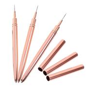 HOMSFOU Lot de 3 Pinceaux Liner pour Nail Art Manucure, Brosses Fines de 7 Mm, 9 Mm et 11 Mm, Couleur Dorée, Outils Professionnels pour Dessin Précis et Décoration D’ongles à Domicile