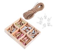 HOMSFOU Lot de 30 Pinces Photo en Bois de Cœur, Clips Légers et Faciles à Utiliser pour Accrocher Cartes et Notes, Décoration pour Fêtes et Études