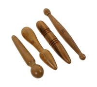 HOMSFOU Lot de 4 Bâtonnets de Massage D’acupression en Bois, Masseur Manuel pour Points D’acupuncture, Tiges de Massage Corporelles et Tête, Outil Auxiliaire pour Relaxation et Soin Bien-