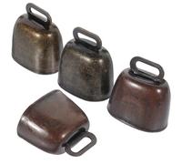 HOMSFOU Lot de 4 Cloches Anti-perte pour Bétail en Cuivre Ancien Petit Format, Accessoires Agricoles Légers, Décoration Suspendue pour Ferme et Pâturage, Cloche à Moutons Bruyante,