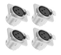 HOMSFOU Lot de 4 Connecteurs XLR Femelles 3 Broches Métal Argenté, Prise Audio Jack Femelle, Support de Panneau Compact pour Microphone et Haut-Parleur, Accessoire Sonore Professionnel