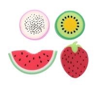 HOMSFOU Lot de 4 Éponges de Fruits Exfoliantes pour Garçon et Filles Éponge de Bain Douce de Pastèque Fraise Fruit du Dragon et Kiwi Compacte pour Bain et Voyage Couleur Couleur Aléatoire