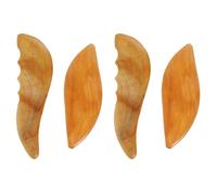 HOMSFOU Lot de 4 Grattoirs Gua Sha en Bois de Santal Naturel, Forme Triangulaire et Feuille, Outil de Massage Lymphatique Portable pour Visage et Corps, Accessoires Multifonctions