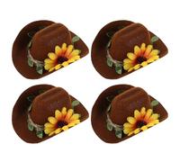 HOMSFOU Lot de 4 Mini Chapeaux Cowboy en Feutrine Réglables pour Petits Animaux Accessoires Photo pour Hamsters, Cochons d'Inde, Perroquets et Serpents Chapeaux D’Animaux Motif Floral