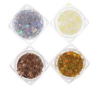 HOMSFOU Lot de 4 Paillettes Gel Visage et Corps sans Colle, Maquillage Pailleté Multicolore, pour Festivals, Concerts et Maquillage Garçon et Filles, Accessoires Cheveux Sirène