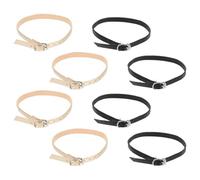 HOMSFOU Lot de 4 Paires de Lacets pour Chaussures à Talons Hauts Réglables en Similicuir, Système Antidérapant Rallonge Boucle, Couleur Doré et Noir Miroir, Accessoires pour Femmes,