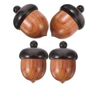 HOMSFOU Lot De 4 Pendentifs Gland En Bois 31x22 Mm Pour Loisirs Créatifs, Charme Artisanal Naturel, Accessoire Diy Bijoux, Décoration Personnalisée, Pour Création Bijouterie Et Présents Unique