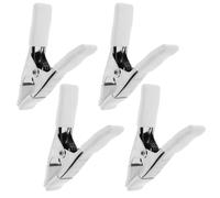 HOMSFOU Lot de 4 Pinces à Ressort Robustes 4 Pouces en Métal Nickelé Protection PVC Blanc Clips Polyvalents pour Supports de Fond Photographique et Bricolage Accessoires Serrage Adaptés