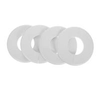 HOMSFOU Lot de 4 Plaques de Recouvrement Rondes Blanches pour Bride de Tuyau 28 Mm, Cache-tuyaux de Radiateur en Plastique, Protection pour Trou Mural, Accessoires de Plomberie Décoratifs