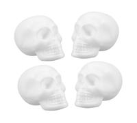 HOMSFOU Lot De 4 Têtes De Mort en Polystyrène 12 Cm Blanches Légères à Peindre DIY pour Décoration Halloween Artisanale Garçon Et Filles Fête Saison Automne