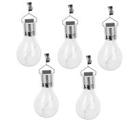 HOMSFOU Lot de 5 ampoules solaires à suspendre à LED pour extérieur, parasol de terrasse, design chaud et transparent pour décoration de jardin et camping