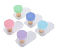 HOMSFOU Lot de 5 Crochets Adhésifs en Bois Macaron, Patères Autocollantes Multicolores, Crochets Porte-manteaux sans Perçage pour Chambre D’garçon et Filles, la Cuisine et Salle de Bain