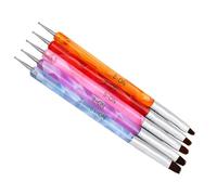 HOMSFOU Lot de 5 Stylos Manucure Double Embout Bleu et Rose, Stylo Perceuse pour Nail Art Pinceau Nylon Résistant, Brosse à Ongles pour Décoration et Application Gel Uv, Outil