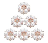 HOMSFOU Lot de 6 Couvre-boutons de Chemise Habillée Floraux en Alliage Strass et Perles, Boutons Décoratifs pour Manches de Smoking Homme, Accessoires Élégants pour Mariage et Gala