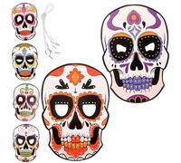 HOMSFOU Lot de 6 Masques en Papier du Jour des Morts, Décoratifs et Pratiques, en Différentes Couleurs pour Fêtes et Activités Festives