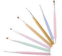HOMSFOU Lot de 7 Stylos pour Manucure Double Tête en Bois Couleur Macaron, Pinceaux de Nail Art pour Peinture et Dessin D’ongles, Accessoires Précis pour Décorations Professionnelles