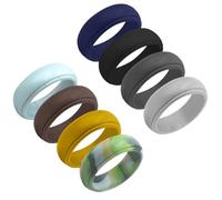 HOMSFOU Lot de 8 Bagues en Silicone Colorées Ergonomiques, Flexibles et Respirantes pour Hommes, Anneaux Sportifs pour Course à Pied et Randonnée, Taille 8