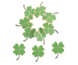HOMSFOU Lot de 8 Broches Décoratives en Alliage Vertes de Trèfle à Quatre Feuilles, Épingles Légères pour Foulards, Vestes et Chapeaux, Accessoire Irlandais Polyvalent pour Fête