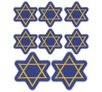 HOMSFOU Lot de 8 Écussons Brodés Étoiles de David pour Hanoukka, Appliqués à Coudre en Tissu Solide, Décorations Festives pour Vêtements, Jeans, Paquet et Chapeaux, Patchs Juifs pour