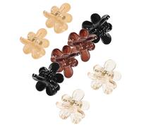 HOMSFOU Lot de 8 Mini Pinces à Griffes à Fleurs, en Plastique Strass aux Couleurs Caramel, Transparent, Beige Crème et Noir, Accessoires Coiffure pour Filles et Femmes, pour Maquillage et