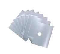 HOMSFOU Lot De 8 Protège-brûleurs De Cuisinière à Gaz En Aluminium Argenté 0,12 Mm, Tapis De Nettoyage Réutilisables Antiadhésifs Pour Plaques De Cuisson à Gaz, Protection Pratique Cuisine