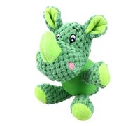 HOMSFOU Mâcher pour Chien en Peluche Forme Rhinocéros Vert, Sonore Interactif pour Animaux de Compagnie, Stimulant et Éducatif, Anti-Ennui et Destructivité, pour L’entraînement des Chiens