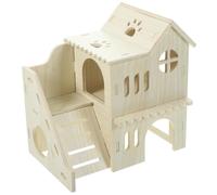 HOMSFOU Maison en Bois Beige Cachette sans Odeur pour Hamster et Cochon d'Inde Offrant Exercice et Refuge Confortable pour Petits Animaux