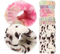 HOMSFOU Manchettes Éponge pour Se Laver le Visage, 8 Pièces en Flanelle Élastique et Confortable, Bracelets Spa Portables pour Femmes et Filles