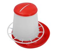 HOMSFOU Mangeoire Automatique pour Poulets 1,5 Kg avec Seau Robuste Anti-gaspillage, Distributeur D’Aliments Rouge et Blanc pour Poules, Poussins et Oies - Kit de Mangeoire pour Élevage