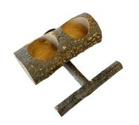 HOMSFOU Mangeoire pour Perroquet Support en Bois Dʼérable et Deux Bols, Accessoire pour Cage à Oiseaux, Récipient à Nourriture Portable, Adapté pour Petits Perroquets et Oiseaux