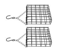 HOMSFOU Mangeoire Suspendue en Fil de Fer Noir pour Perroquets et Oiseaux, Design Carré, Usage Extérieur Multifonction avec Chaîne, Lot de 2 Pièces, pour Jardin et Photographie