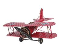 HOMSFOU Maquette Avion Biplan Vintage en Métal Rouge, Modèle Décoratif Portable et Facile à Entretenir pour Maison et Étagères
