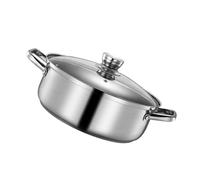 HOMSFOU Marmite à Fondue Chinoise à Deux Saveurs en Acier Inoxydable 304, Diamètre 28 Cm, Fond Simple, Casserole Cuisine Maison, Chauffage Rapide et Uniforme, Ustensile Multifonction