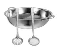 HOMSFOU Marmite en Acier Inoxydable 304 Épaissie 36 Cm à Double Compartiment pour Fondue Chinoise, Casserole Séparée pour Cuisson Simultanée, Compatible Plaques Induction, Ustensile