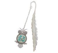 HOMSFOU Marque Page Lumineux Vintage Argenté avec Plume et Hibou Créatif pour Étudiants Lecture Bureau et École