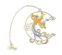 HOMSFOU Marque-page Métal Creux Vintage Style Chinois avec Pendentif Phoenix Accessoire Lecture Original et Souvenir Élégant