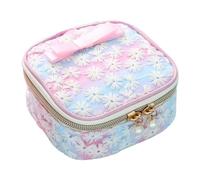 HOMSFOU Mesh Embroidered Sanitary Napkin Storage Cosmetic Bag with Zipper Compact Organizer for Travel Office Go Gradient