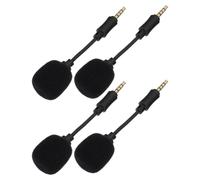 HOMSFOU Microphone Bruit Portable 4 Pcs Noir Mini 4 Conducteurs, Micro Chantant pour Enregistrement Vocal, Direct Plug-in Compatible Smartphone et Pc, Streaming et Karaoké
