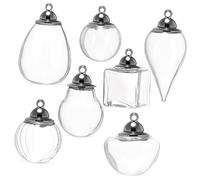 HOMSFOU Mini Bocaux En Verre Transparents 7 Pièces Pour Création Bijoux Et Messages, Petites Bouteilles à Sortilèges Pour Décorations Mariage, Usage Créatif Et Voyages