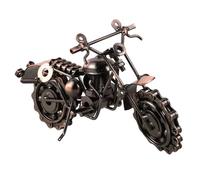 HOMSFOU Modèle de Moto Vintage en Fer Forgé Rouge Cuivre, Sculpture Décorative Métal Rétro pour Bureau et Salon, Statuette Miniature Unique pour Décoration Intérieure et Collection