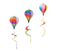 HOMSFOU Moulins à Vent Décoratifs Lot de 3 Montgolfières Colorées en Spirale Effet Visuel Dynamique, Suspensions pour Jardin et Balcon Résistantes la Pluie