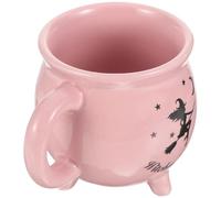 HOMSFOU Mug Chaudron en Céramique 450 Ml pour Infusion, Tasse D'halloween Sorcière Rose et Noir, Tasse à Café Décorative Festive pour Maison et Bureau, Présent Original pour Fête