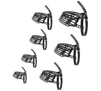 HOMSFOU Muselière pour Chien en Plastique Noir et Sangle Réglable en Cuir PU avec Panier Respirant Protège-Gueule Anti-Morsure pour Chiens de Compagnie